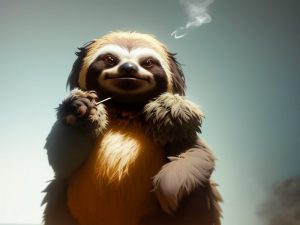 An AI generated Sloth toking it up